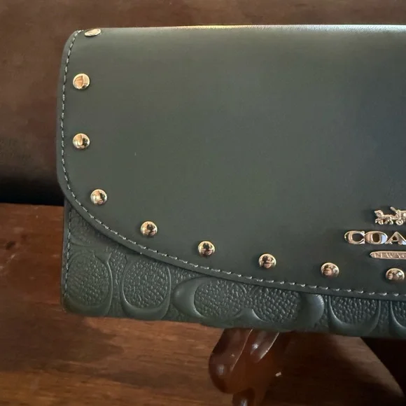 Coach Leather Rivet Slim Envelope Wallet - Picture 11 of 13